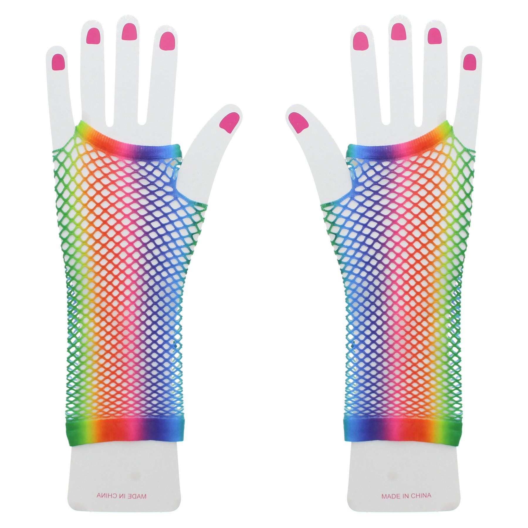Zac's Alter Ego - Long Rainbow Fishnet Gloves - Rainbow